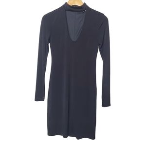 Express | Mini Dress | Black Cut Out Mock Neck Long Sleeve | 4